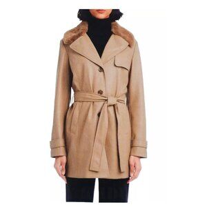 NWT Vince Camuto Women's Trench Coat Tan Faux Leather Belted XL $200 FFF324
